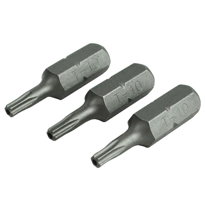 Security S2 Grade Steel Screwdriver Bits T10S x 25mm (Pack 3) FAISBT1025S