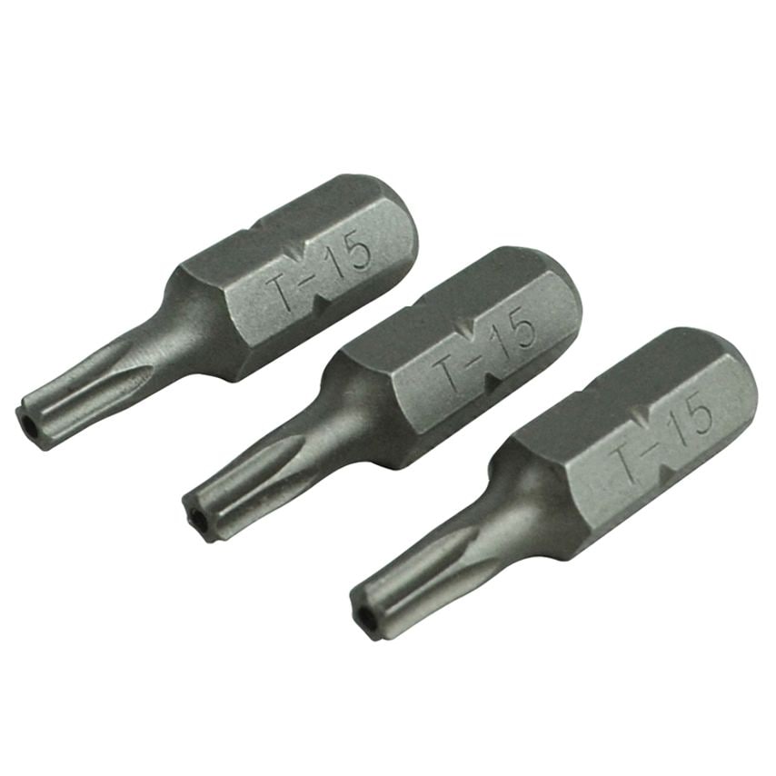 Security S2 Grade Steel Screwdriver Bits T15S x 25mm (Pack 3) FAISBT1525S