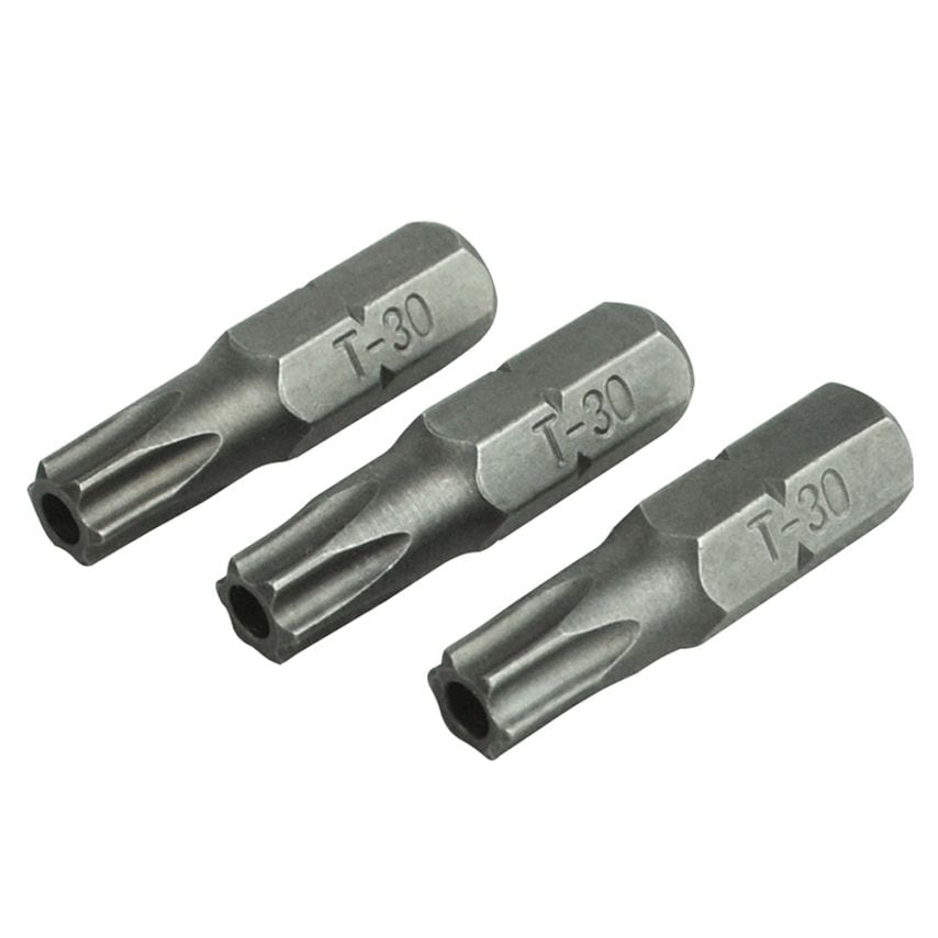 Security S2 Grade Steel Screwdriver Bits T30S x 25mm (Pack 3) FAISBT3025S