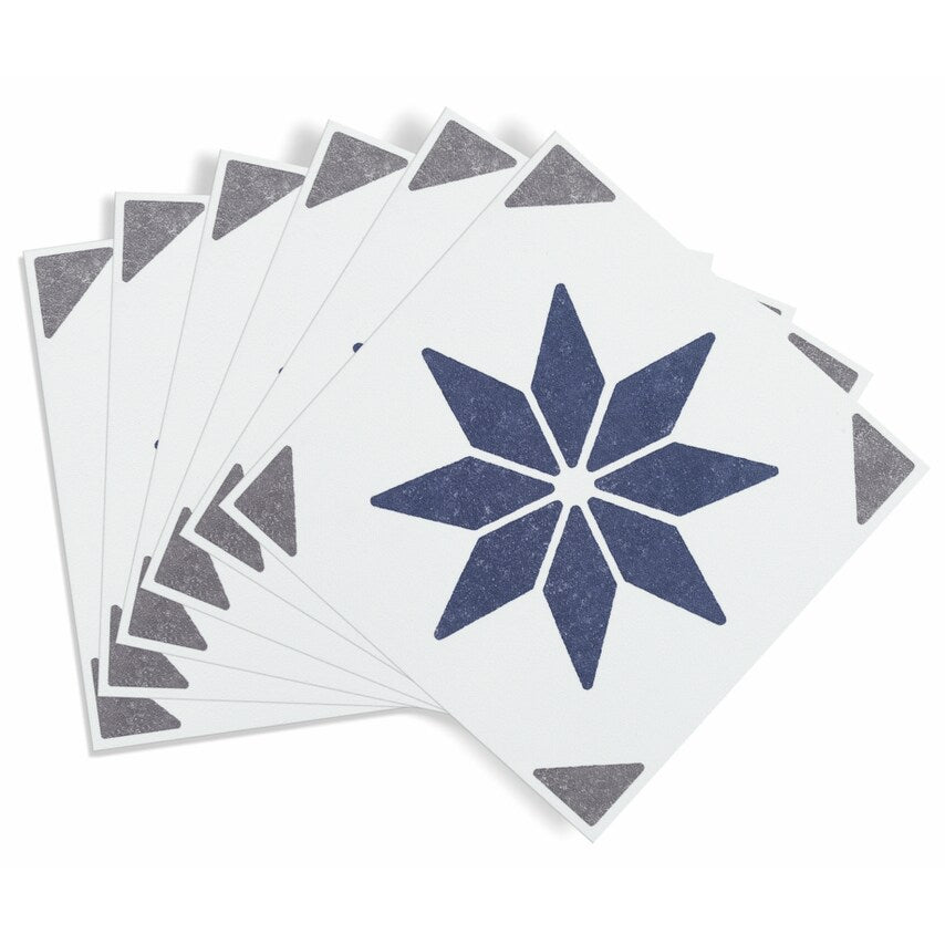Self Adhesive Wall Tile Alia Blue 15cm x 15cm Pack of 6
