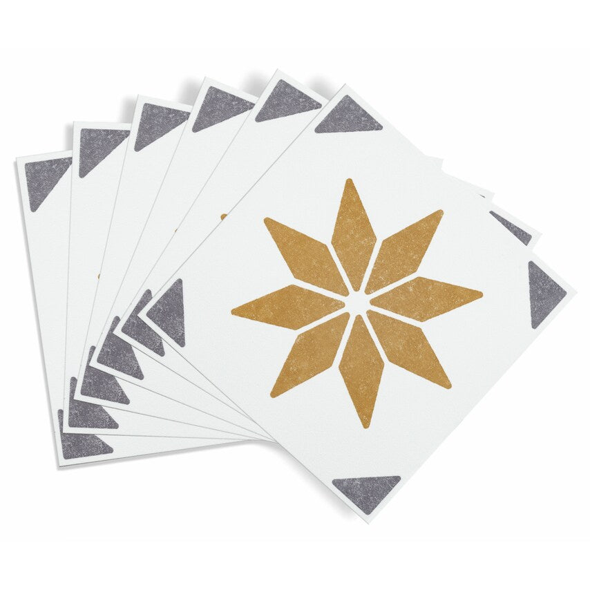 Self Adhesive Wall Tile Alia Gold 15cm x 15cm Pack of 6
