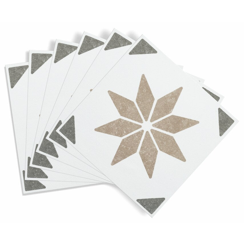 Self Adhesive Wall Tile Alia Olive 15cm x 15cm Pack of 6