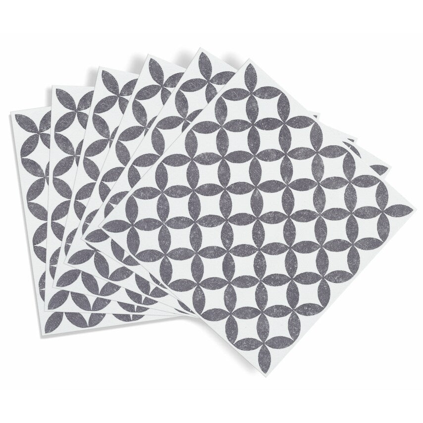 Self Adhesive Wall Tile Amira Grey 15cm x 15cm Pack of 6