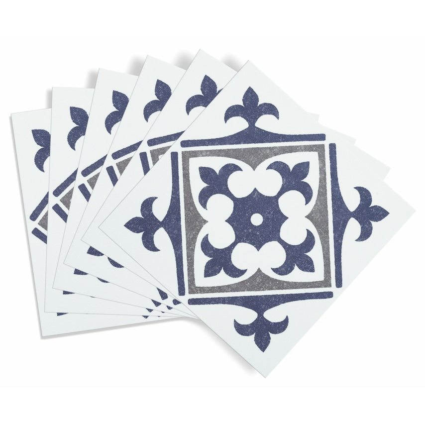 Self Adhesive Wall Tile Nadia Blue 15cm x 15cm Pack of 6