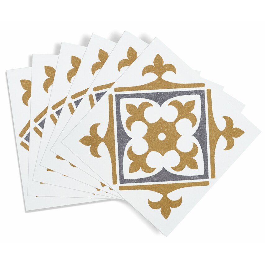 Self Adhesive Wall Tile Nadia Gold 15cm x 15cm Pack of 6