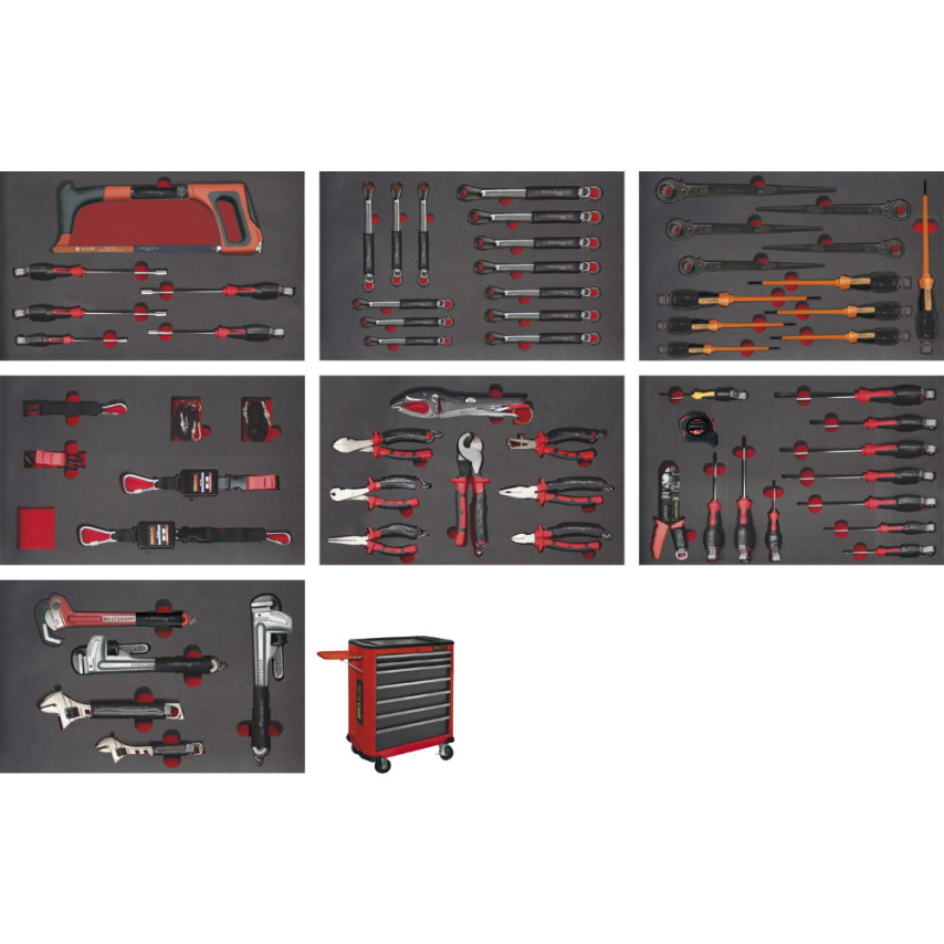 Set 3 - Tools Roller Cabinet EVA Foams Antidrop ACO