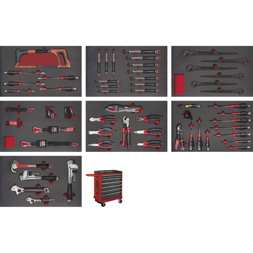 Set 4 - Tools Roller Cabinet EVA Foams Antidrop ACO
