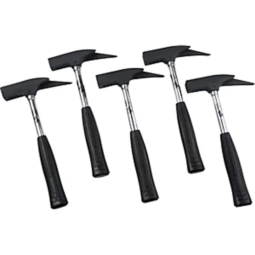 Set Of Roofing Hammers With Fibreglass Handle, With Tubular Steel Handle, 5 Parts In Cardboard Box