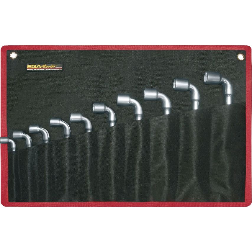 Set of 10 Angled Open Socket 12 x 6 (8-19 mm) Mirror Polished Chrome Plating