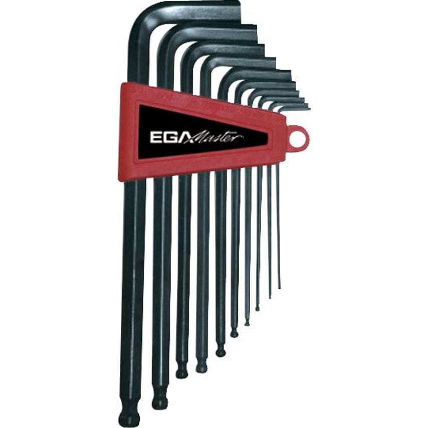 Set of 10 Ballpoint Hexagonal Key Wrenches 1/16"- 3/8" Long Pattern EGA