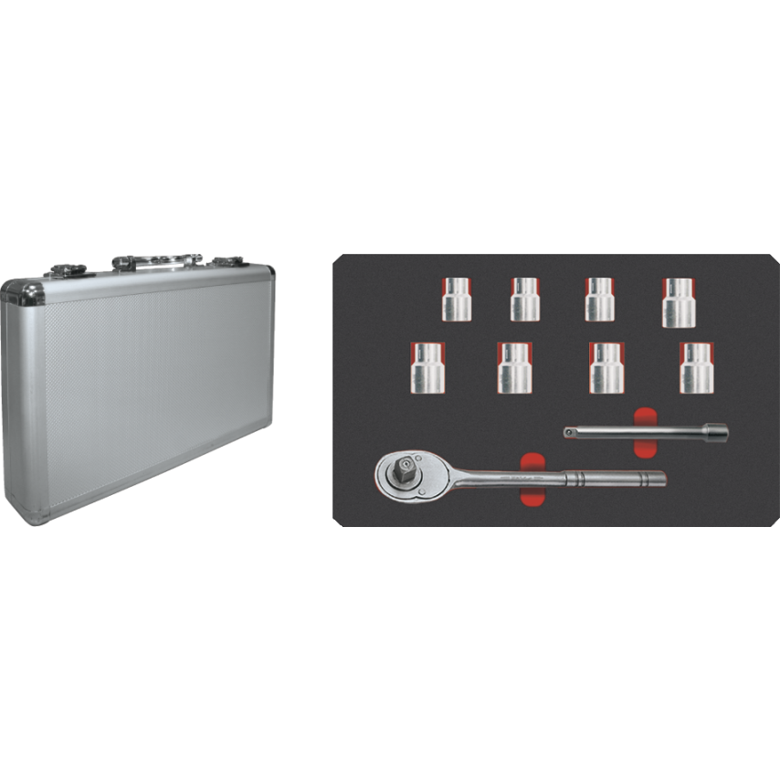 Set of 10 Sockets Wrenches 3/8" Titanium