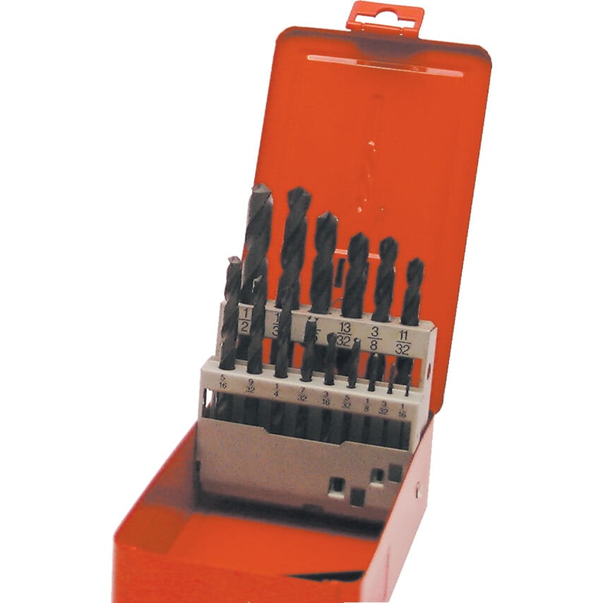 Set of 15 HSS Drills 1/16-1/2" X 1/32"