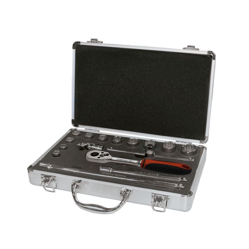 Set of 19 Pieces Socket Wrenches 1/2" and 1/4" (5/32" - 3/16" 6 Edges 1/4" - 7/8" 12 Edges)