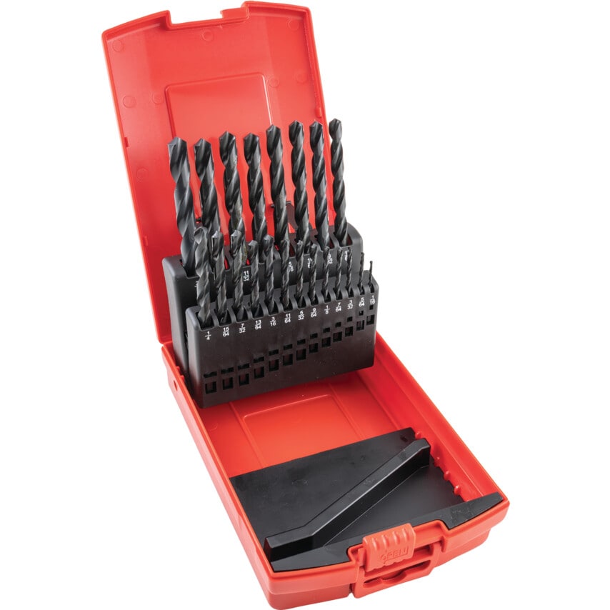 Set of 21 HSS Drills 1/16-3/8" X 1/64"