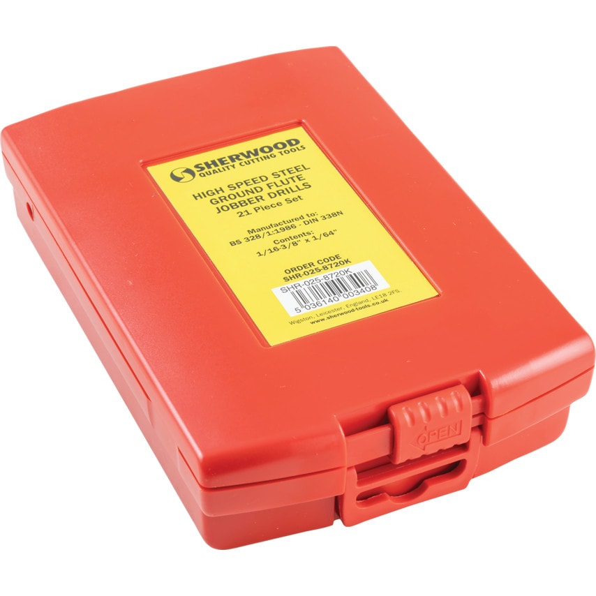 Set of 21 HSS Drills 1/16-3/8" X 1/64"