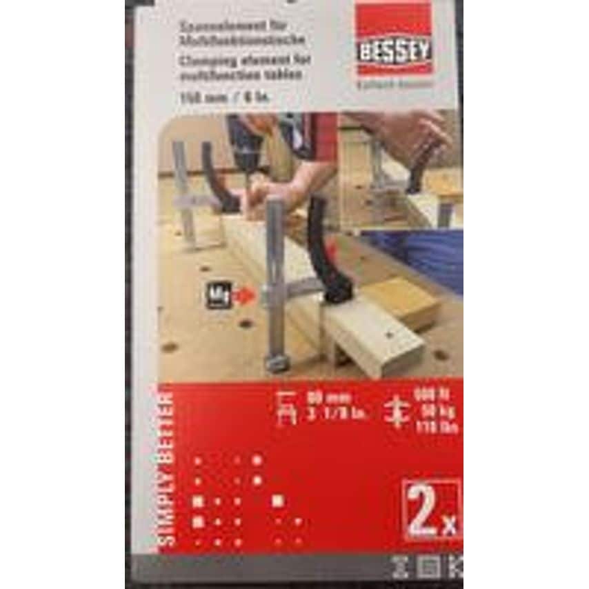 Set of 2 Clamping Element for Woodworking Tables with KLI Ratchet