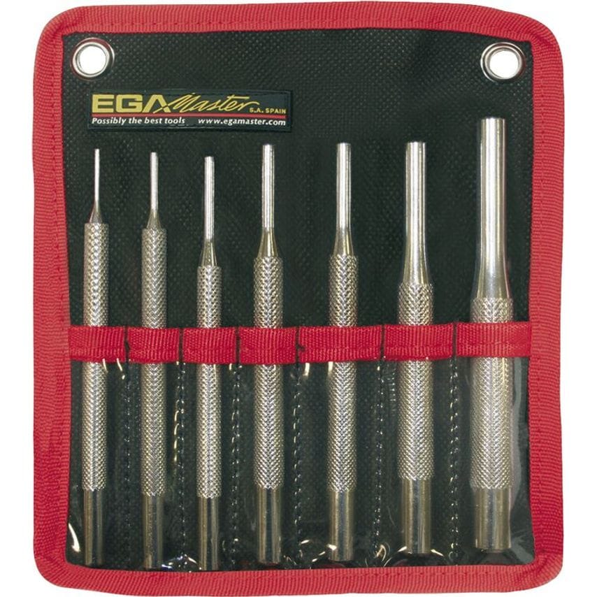 Set of 7 Pcs. Long Cylindrical and Knurled Pin Punches 68591