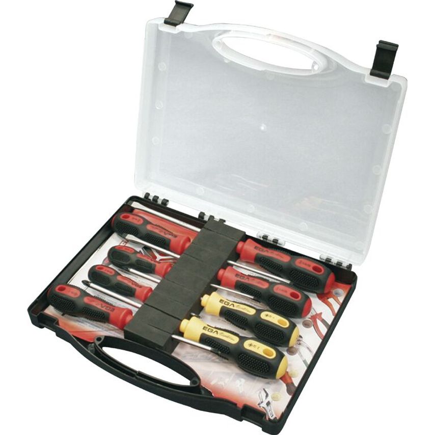 Set of 8 Mastertork Screwdrivers Slotted-elect-ph-pz in Plastic Case