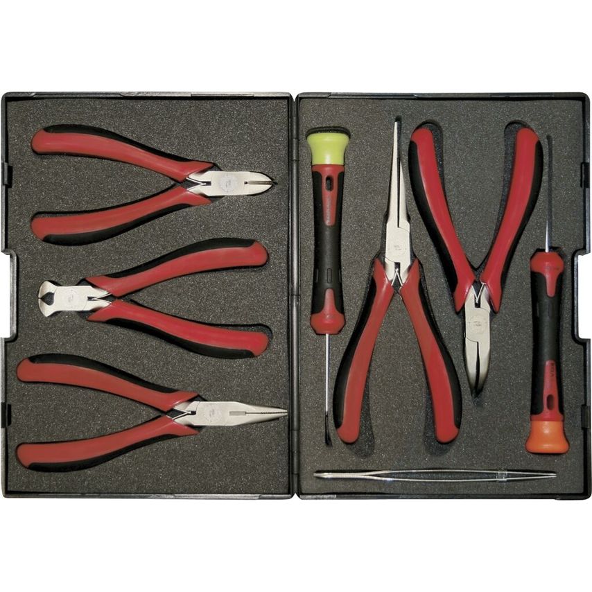 Set of 8 Pcs. (5 Electronic Pliers 2 Screwdrivers Tweezer) 69433