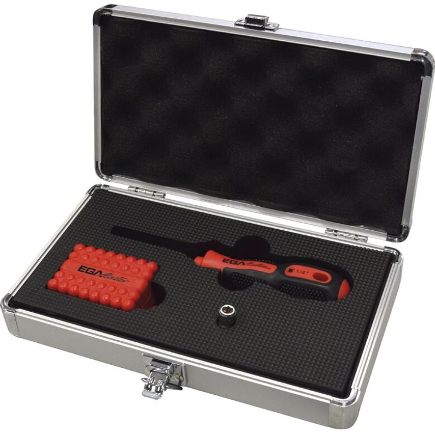 Set of Socket Holder 1/4" with Retainer Adapter and Set of 32 Bits Bit Holder 56069