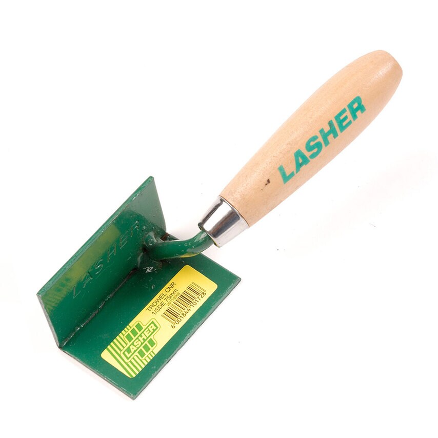 Sharp Inside Corner Trowel with Wooden Handle - 75mm