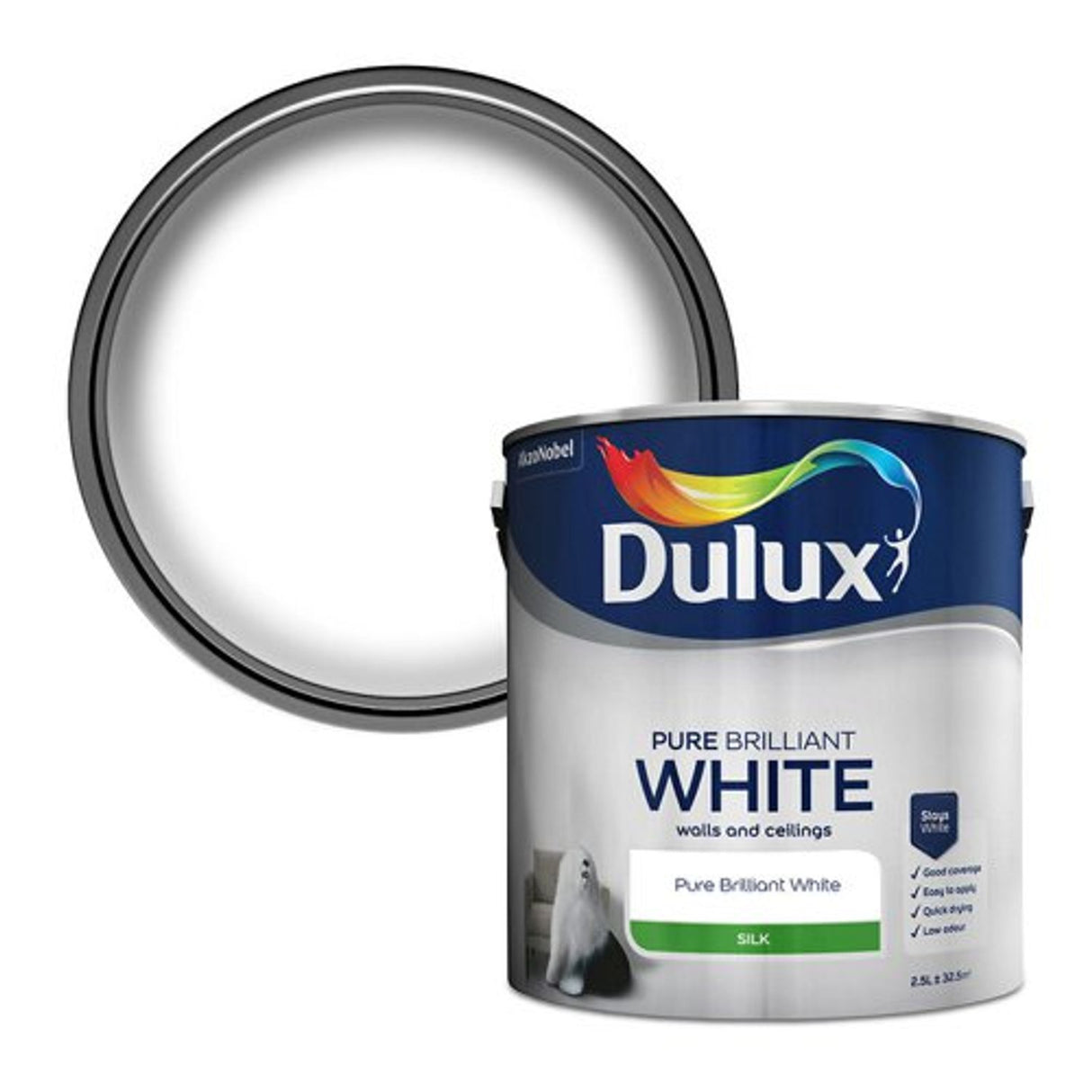Silk Emulsion Paint for Walls and Ceilings - Pure Brilliant White - 2.5L