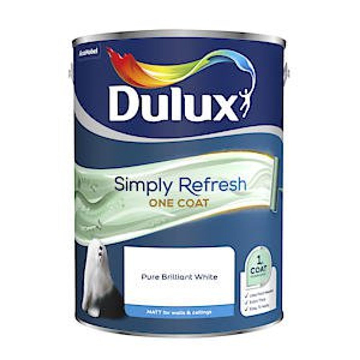 Simply Refresh One Coat Matt Emulsion Paint - Pure Brilliant White - 5L