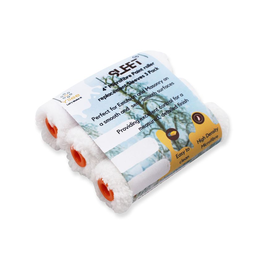 Sleet Premium Quality, Pack of 3 Microfiber 4in Mini Paint Roller Sleeves 3 Pack