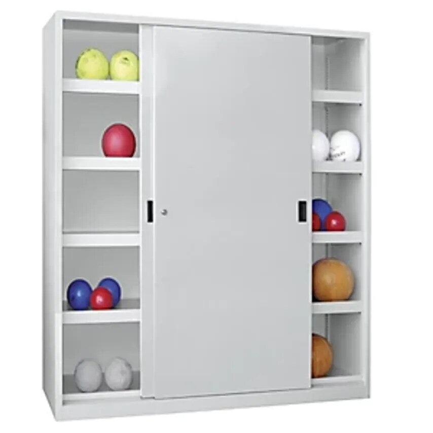 Sliding Door Ball Cupboard, Height 1950mm, With Solid Panel Doors, Width 1500mm, Grey