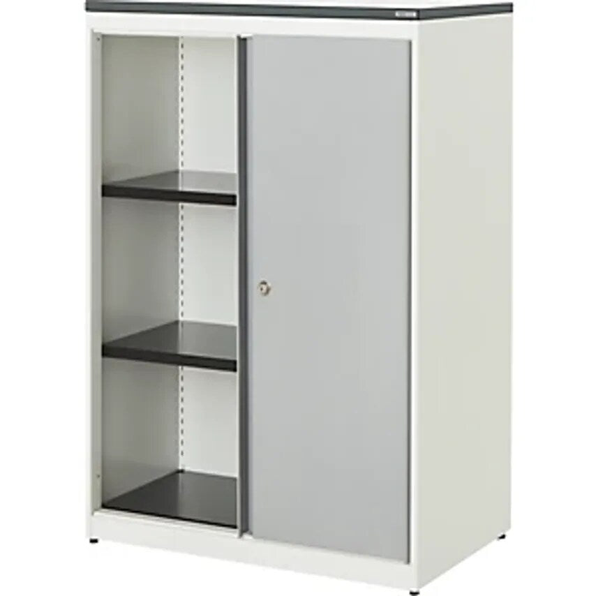 Sliding Door Cupboard - HxWxD 1180 X 800 X 432mm - Pure White/White Aluminium/White