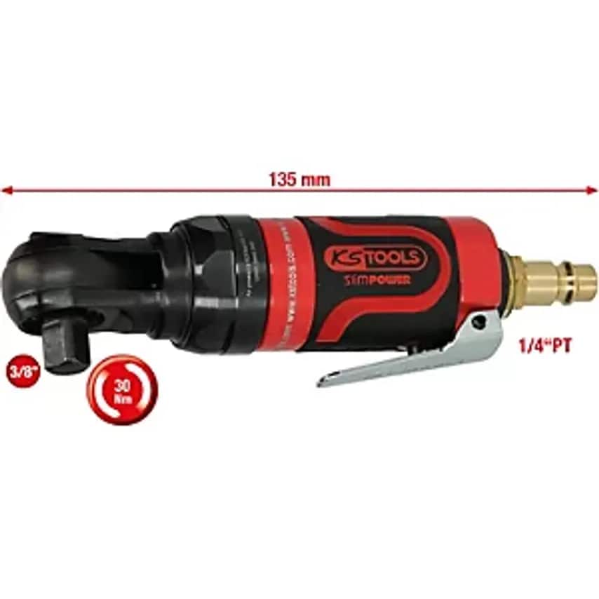 SlimPOWER Mini Pneumatic Reversing Ratchet Max. 6.3 Bar (90 Psi) 3/8'