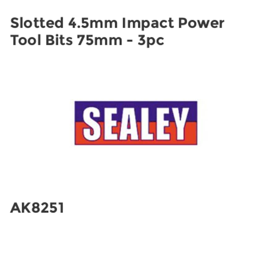 Slotted 4.5mm Impact Power Tool Bits 75mm - 3pc