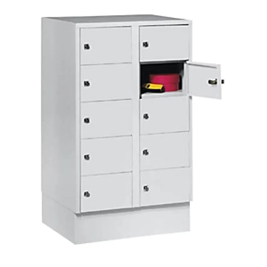 Small Locker Cupboard, 10 Compartments, HxW 990 X 600mm, Door Colour Light Grey RAL 7035