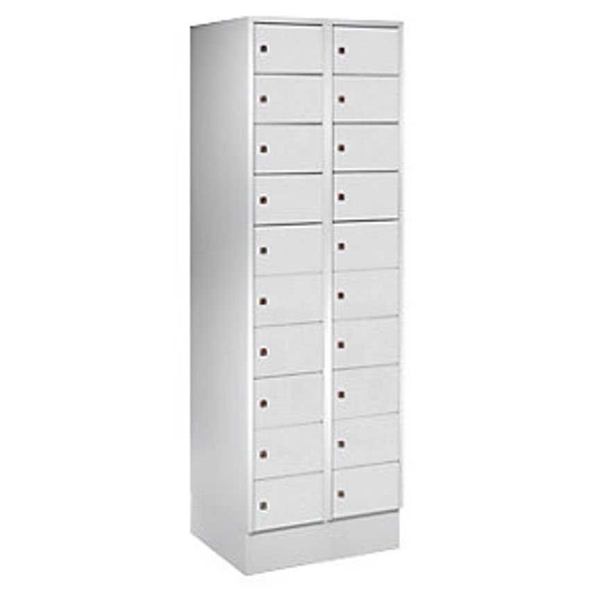 Small Locker Cupboard, 20 Compartments, HxW 1850 X 600mm, Door Colour Light Grey RAL 7035