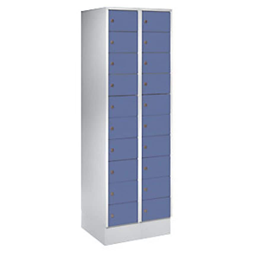 Small Locker Cupboard, 20 Compartments, HxW 1850 X 600mm, Door Colour Pigeon Blue RAL 5014