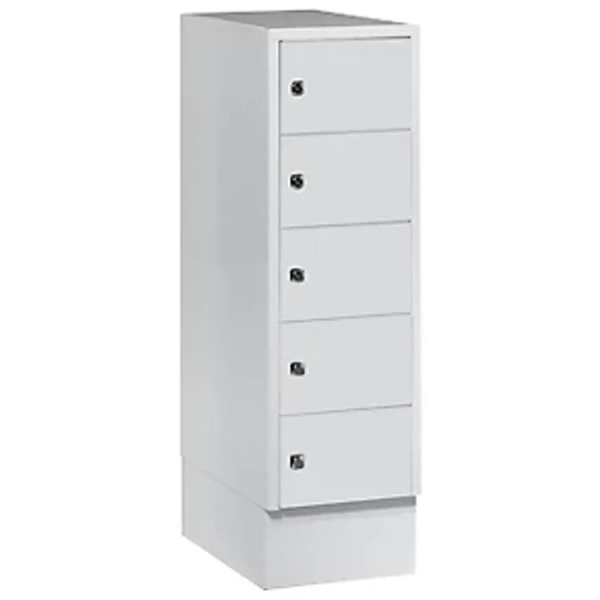 Small Locker Cupboard, 5 Compartments, HxW 990 X 300mm, Door Colour Light Grey RAL 7035