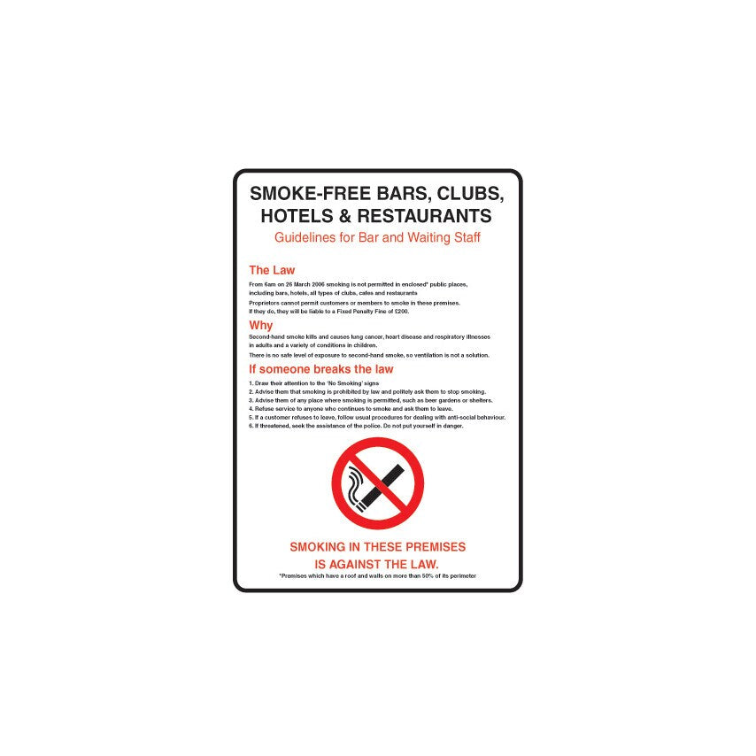 Smoke-Free Bars, Hotels 300x400mm Self Adhesive PR500S