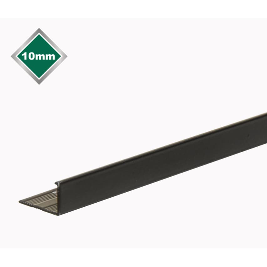 Smooth L Metal Tile Edge 10mm Black
