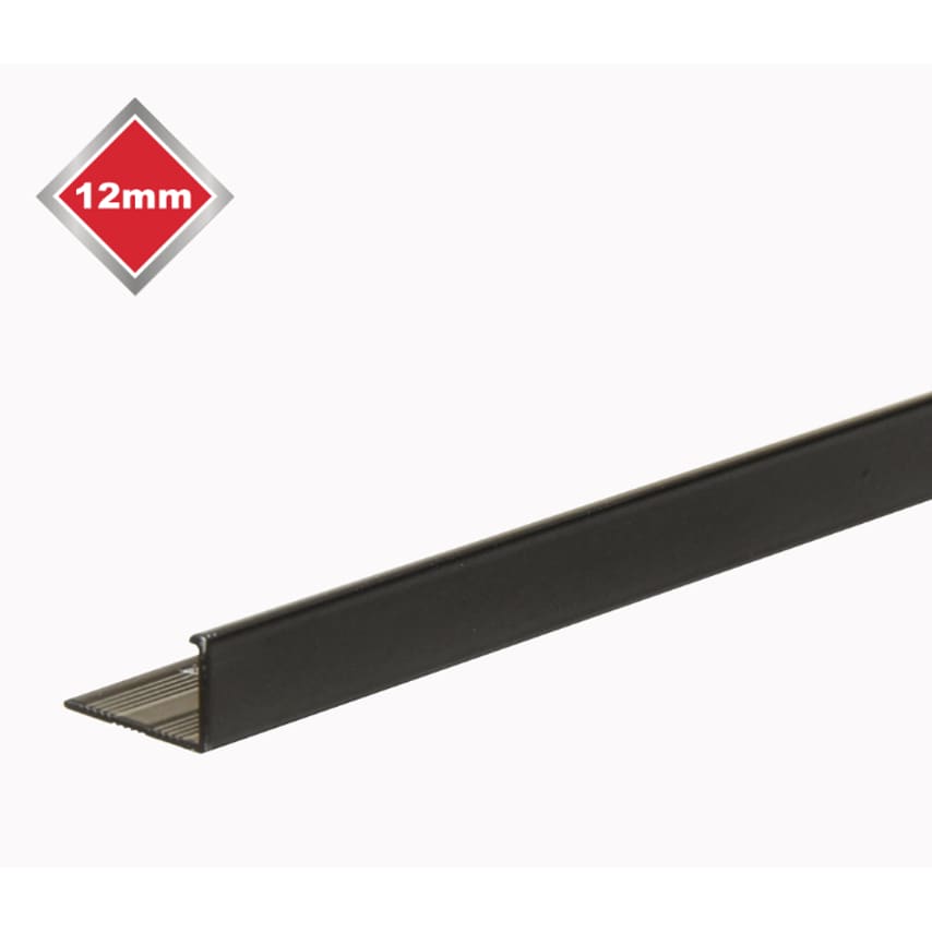 Smooth L Metal Tile Edge 12mm Black
