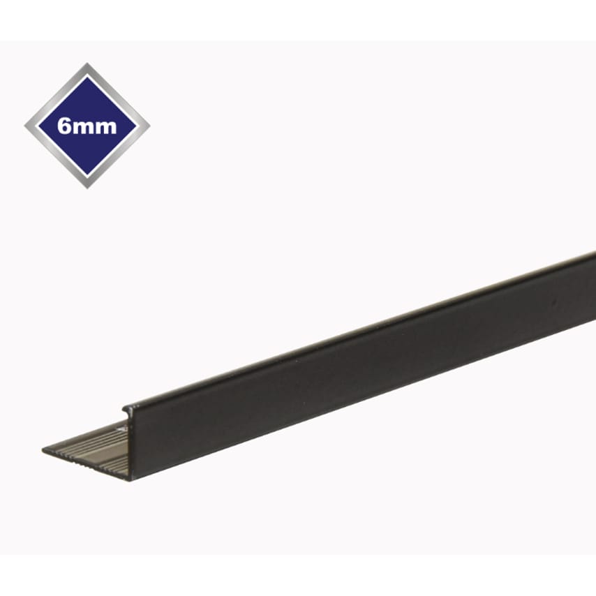 Smooth L Metal Tile Edge 6mm Black