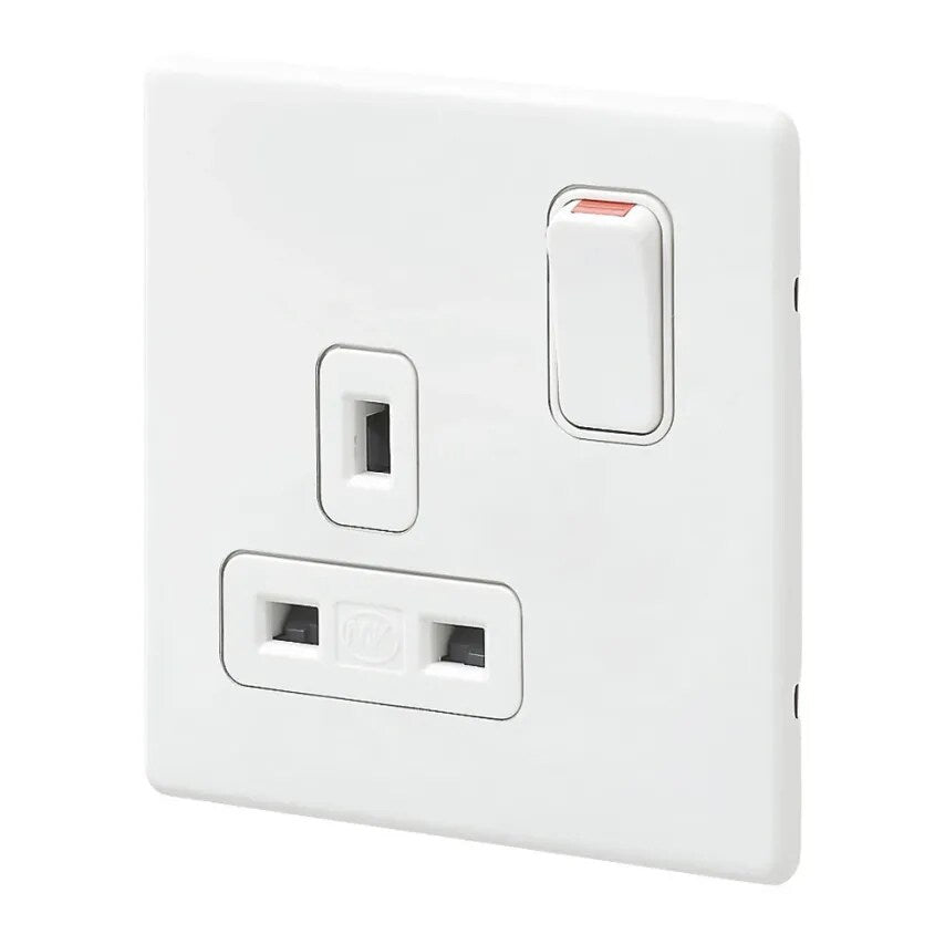 Socket 1G Switched Double Pole White White Inserts