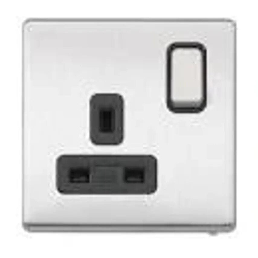 Socket 1 Gang Switched DP 2A 5V Brushed Stainless Steel 2 Port USB Charg - K24354BSSB