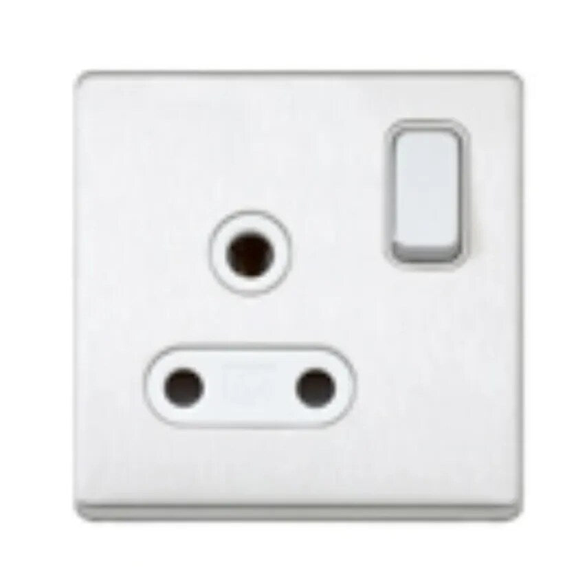 Socket 1 Gang Switched DP 3 Pin Round 15A Sat Gold White Insert