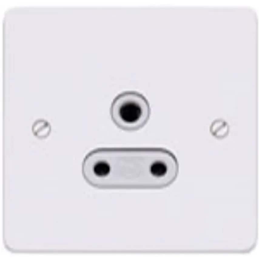 Socket 1 Gang Unswitched 3 Pin Round 5A White White Inserts