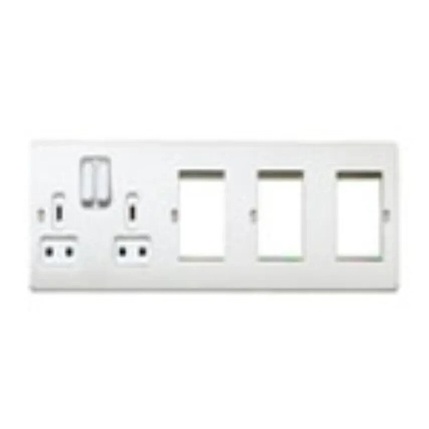 Socket 2 Gang DP Dual Earth and 6 Module 13A Lacquered Brushed Steel Euro - K14205LBSB