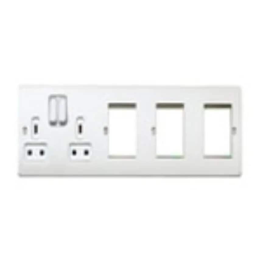 Socket 2 Gang DP Dual Earth and 6 Module 13A Sat Gold Euro In Line - K14205SAGW