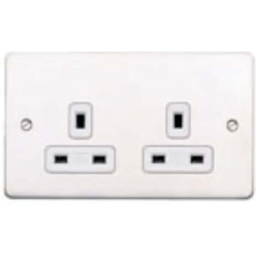 Socket 2 Gang Unswitched Dual Earth 13A White White Inserts - K14781WHIW
