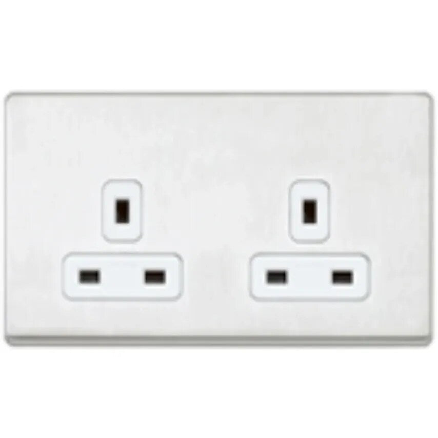 Socket 2 Gang Unswitched Dual Earth 13A White White Inserts - K24781WHIW