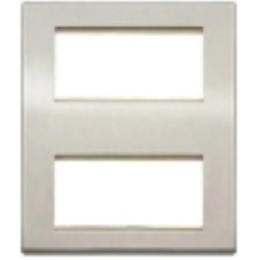 Socket 2 x 4 Module Euro Brushed Stainless Steel Combi Plate