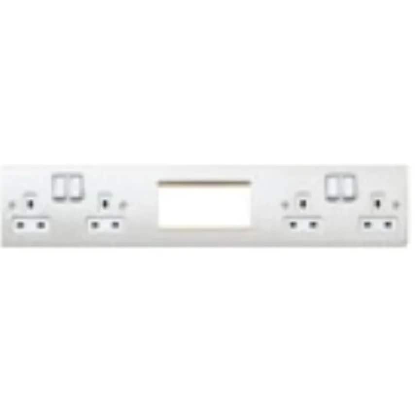 Socket 4 Gang DP Dual Earth and 4 Module 13A White Euro In Line